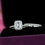Emerald Cut Moissanite Bridal Engagement Ring Set