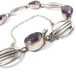 Art Nouveau Amethyst Paste Bracelet with Safety Chain