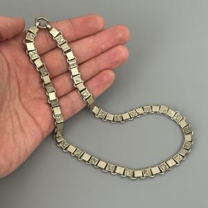 Vintage Silver Tone Bookchain Necklace