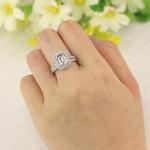 Emerald Cut Moissanite Bridal Engagement Ring Set