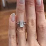 Emerald Cut Moissanite Three Stone Engagement Ring