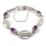 Art Nouveau Amethyst Paste Bracelet with Safety Chain