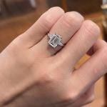 Emerald Cut Moissanite Three Stone Engagement Ring