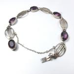 Art Nouveau Amethyst Paste Bracelet with Safety Chain