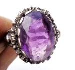Vintage Sterling Silver Large Natural Amethyst Ring
