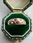 Victorian 15ct Gold Ruby Split Pearl Gypsy Ring