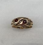 Gold Snake Ring with Garnet & Diamond Detail