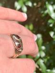 Gold Snake Ring with Garnet & Diamond Detail