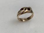 Gold Snake Ring with Garnet & Diamond Detail