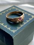 Victorian 15ct Gold Ruby Split Pearl Gypsy Ring