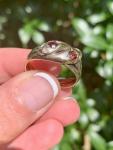 Gold Snake Ring with Garnet & Diamond Detail