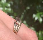 Gold Snake Ring with Garnet & Diamond Detail