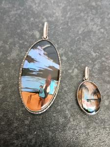 Antique Silver Butterfly Wing Pendants Set