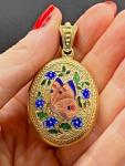 Victorian Rolled Gold Enamel Locket, 5.2 x 3 cm