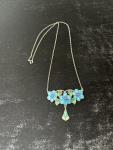 Art Nouveau Silver Blue-Green Enamel Flower Pendant