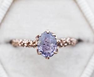 Rose Gold Antique Amethyst Ring, Size 60