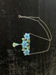 Art Nouveau Silver Blue-Green Enamel Flower Pendant