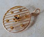 Edwardian 18ct Rose Gold Cage Pendant with Sapphire and Pearls