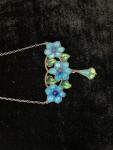 Art Nouveau Silver Blue-Green Enamel Flower Pendant