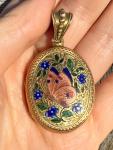Victorian Rolled Gold Enamel Locket, 5.2 x 3 cm