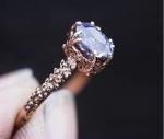 Rose Gold Antique Amethyst Ring, Size 60