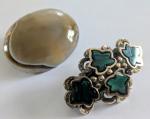 Victorian Malachite and Banded Agate Brooch Set