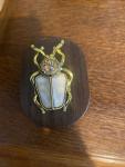 Antique Gold Scarab Beetle Brooch with Crystal