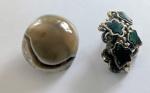 Victorian Malachite and Banded Agate Brooch Set