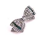 Art Deco Silver Bow Brooch with Paste Stones
