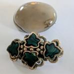 Victorian Malachite and Banded Agate Brooch Set