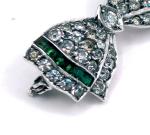 Art Deco Silver Bow Brooch with Paste Stones