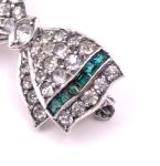 Art Deco Silver Bow Brooch with Paste Stones