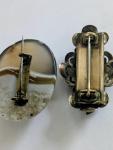 Victorian Malachite and Banded Agate Brooch Set