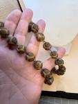 Vintage Carved Beaded Necklace with Sterling Clasp