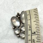 Vintage Silver Moonstone Brooch Antique Costume Jewelry