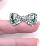 Art Deco Silver Bow Brooch with Paste Stones