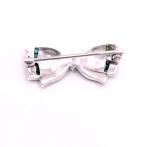 Art Deco Silver Bow Brooch with Paste Stones