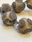 Vintage Carved Beaded Necklace with Sterling Clasp