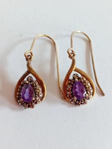 Vintage Sterling Silver Gilt French Paste Earrings
