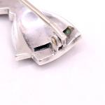 Art Deco Silver Bow Brooch with Paste Stones