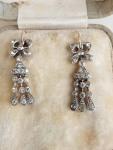 Victorian 14ct Gold Silver Paste Bow Earrings