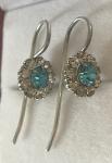 Vintage Sterling Silver Drop Earrings with Paste