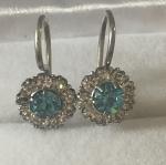 Vintage Sterling Silver Drop Earrings with Paste