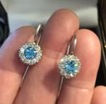 Vintage Sterling Silver Drop Earrings with Paste