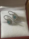 Vintage Sterling Silver Drop Earrings with Paste