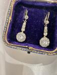Edwardian 9ct Gold Daisy Cluster Drop Earrings