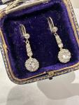 Edwardian 9ct Gold Daisy Cluster Drop Earrings