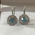 Vintage Sterling Silver Drop Earrings with Paste