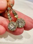 Edwardian 9ct Gold Daisy Cluster Drop Earrings