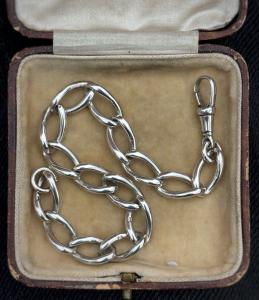 Victorian Sterling Silver Long Albert Chain Bracelet